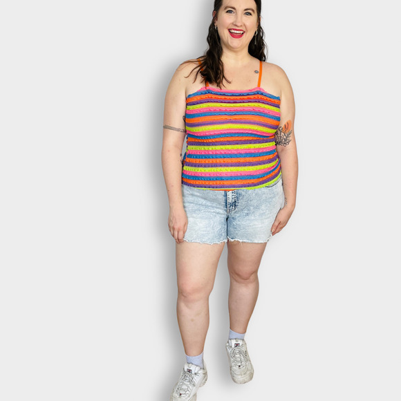 90s Zenobia Multicolor Striped Ruffle‎ Tank - Picture 2 of 4
